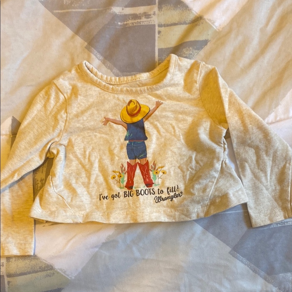 Wrangler Cream Long Sleeve Kids Tee with Colorful Graphic